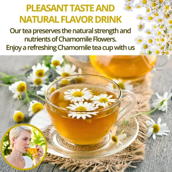 VIDA FARM 100 Chamomile Tea Bags, Natural Chamomile Flowers Tea Bags, Dried Chamomile Herbal Tea, Dried Chamomile Flowers Tea, Sugar Free, Caffeine Free, Gluten Free