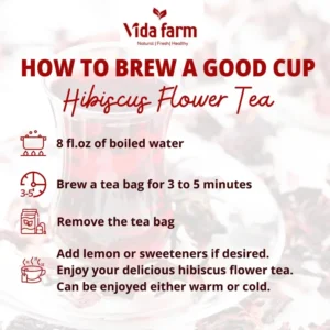 VIDA FARM 100 Hibiscus Tea Bags, Natural Dried Hibiscus Tea Bags, Hibiscus Sabdariffa Tea Bags, Tea Jamaica Roselle Tea Hibiscus, Te De Jamaica Red Hibiscus Tea, No Sugar, No Caffeine, No Gluten