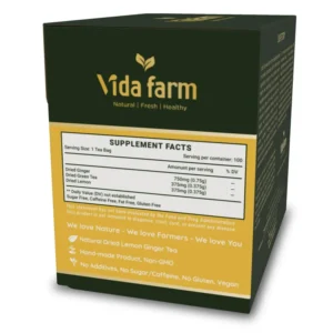VIDA FARM 100 Lemon Ginger Tea Bags, 100% Natural Ingredients - Warming & Spicy Blend, Caffeine Free, Sugar Free, Non-GMO, Lemon & Ginger Herbal Tea Beverage