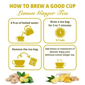 VIDA FARM 100 Lemon Ginger Tea Bags, 100% Natural Ingredients - Warming & Spicy Blend, Caffeine Free, Sugar Free, Non-GMO, Lemon & Ginger Herbal Tea Beverage