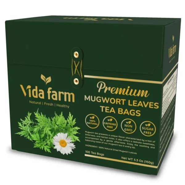 VIDA FARM 100 Mugwort Tea Bags, Natural Mugwort Leaves Tea Bags, Dried Mugwort Herbal Tea, Mugwort Leaf Tea, No Sugar, No Caffeine, No Gluten
