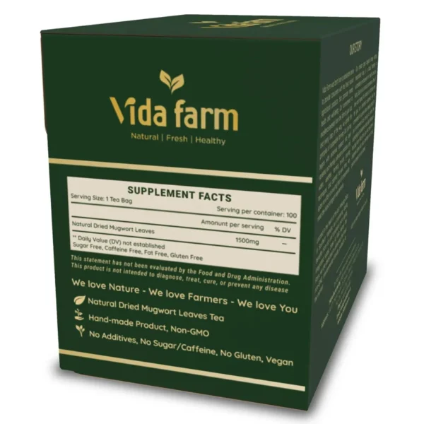VIDA FARM 100 Mugwort Tea Bags, Natural Mugwort Leaves Tea Bags, Dried Mugwort Herbal Tea, Mugwort Leaf Tea, No Sugar, No Caffeine, No Gluten