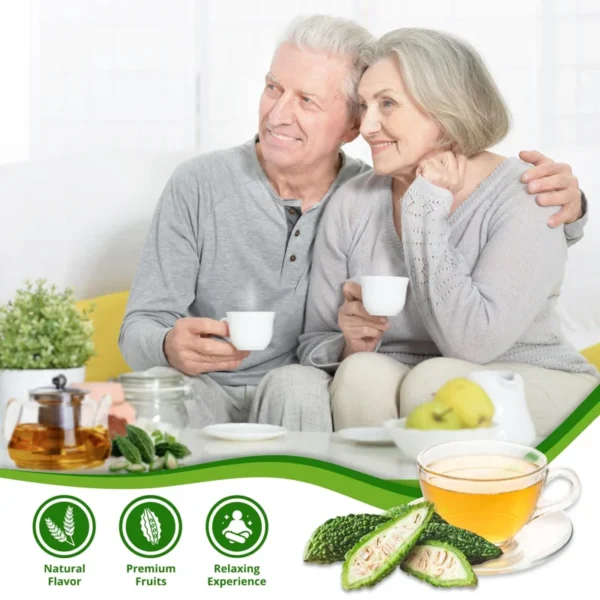 VIDA FARM 100 Premium Bitter Melon Tea Bags, Zero Sugar Tea, Handpicked, 100% Pure and Natural Dried Bitter Melon, Non-GMO, No Caffeine, Gluten-Free, Vegan