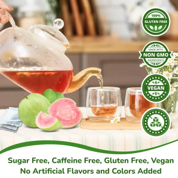 VIDA FARM 100 Premium Guava Leaf Tea Bags, Zero Sugar Tea, Handpicked, 100% Pure and Natural Guava Leaves, Dried Guava Leaves Tea, Non-GMO, No Caffeine, Gluten-Free, Vegan