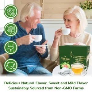 VIDA FARM 100 Premium Guava Leaf Tea Bags, Zero Sugar Tea, Handpicked, 100% Pure and Natural Guava Leaves, Dried Guava Leaves Tea, Non-GMO, No Caffeine, Gluten-Free, Vegan