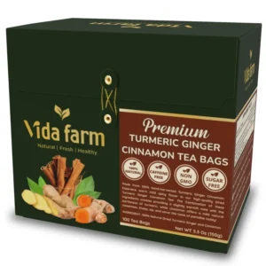 VIDA FARM 100 Turmeric Ginger Cinnamon Tea Bags, Golden Spice Special Blend, 100% Pure and Natural Dried Turmeric Ginger Cinnamon Mix, Non-GMO, No Sugar, No Caffeine, Gluten-Free, Vegan