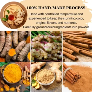 VIDA FARM 100 Turmeric Ginger Cinnamon Tea Bags, Golden Spice Special Blend, 100% Pure and Natural Dried Turmeric Ginger Cinnamon Mix, Non-GMO, No Sugar, No Caffeine, Gluten-Free, Vegan
