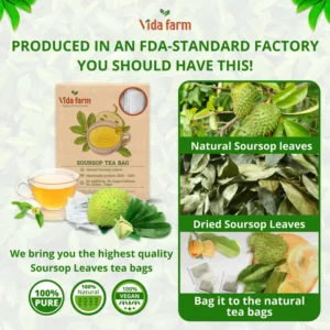 VIDA FARM 115 Soursop Tea Bags, 100% Natural Pure Soursop Graviola Leaves Tea Bags, Pleasant Taste Natural Flavor Caffeine Free, Guanabana Leaves Dried Soursop Leaves Guyabano Tea