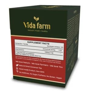 VIDA FARM 125 Cinnamon Tea Bags, 100% Natural Ceylon Cinnamon Tea Bags, Cinnamon Herbal Tea, Cinnamon Tea, No Additives, No Caffeine, No Sugar
