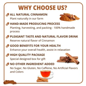 VIDA FARM 125 Cinnamon Tea Bags, 100% Natural Ceylon Cinnamon Tea Bags, Cinnamon Herbal Tea, Cinnamon Tea, No Additives, No Caffeine, No Sugar