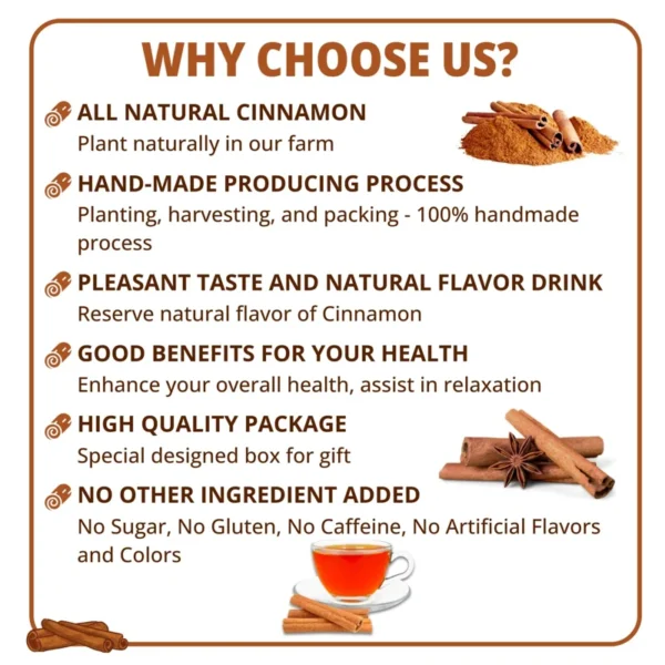 VIDA FARM 125 Cinnamon Tea Bags, 100% Natural Ceylon Cinnamon Tea Bags, Cinnamon Herbal Tea, Cinnamon Tea, No Additives, No Caffeine, No Sugar