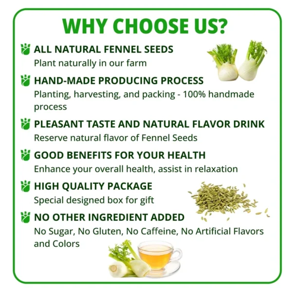 VIDA FARM 125 Fennel Tea Bags, 100% Natural Fennel Tea Bags, Natural Dried Fennel Herbal Tea Bags, Fennel Seed Tea Bags, No Sugar, No Caffeine, Vegan