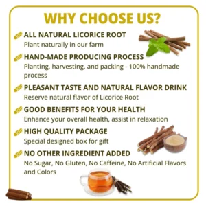 VIDA FARM 125 Licorice Root Tea Bags, 100% Natural Licorice Tea Bags, Natural Sweet Dried Licorice Herbal Tea Bags, Licorice Root Tea, No Sugar, No Caffeine, Vegan