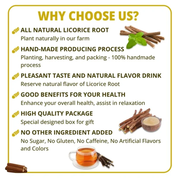 VIDA FARM 125 Licorice Root Tea Bags, 100% Natural Licorice Tea Bags, Natural Sweet Dried Licorice Herbal Tea Bags, Licorice Root Tea, No Sugar, No Caffeine, Vegan