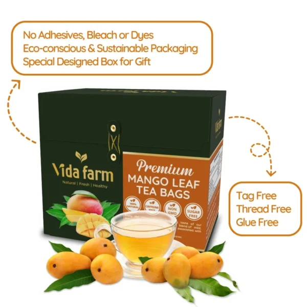 VIDA FARM 125 Mango Tea Bags, 100% Natural Mango Leaf Tea Bags, Dried Mango Leaves Herbal Tea Bags, Mango Leaves Tea, No Sugar, No Caffeine, Vegan