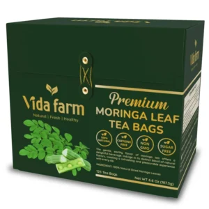 VIDA FARM 125 Moringa Tea Bags, 100% Natural Moringa Leaf Tea Bags, Dried Moringa Tea, Moringa Herbal Tea, No Caffeine, No Sugar, No Gluten, Vegan