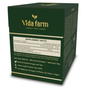VIDA FARM 125 Moringa Tea Bags, 100% Natural Moringa Leaf Tea Bags, Dried Moringa Tea, Moringa Herbal Tea, No Caffeine, No Sugar, No Gluten, Vegan
