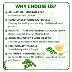 VIDA FARM 125 Moringa Tea Bags, 100% Natural Moringa Leaf Tea Bags, Dried Moringa Tea, Moringa Herbal Tea, No Caffeine, No Sugar, No Gluten, Vegan