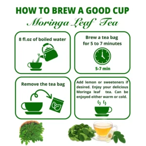 VIDA FARM 125 Moringa Tea Bags, 100% Natural Moringa Leaf Tea Bags, Dried Moringa Tea, Moringa Herbal Tea, No Caffeine, No Sugar, No Gluten, Vegan