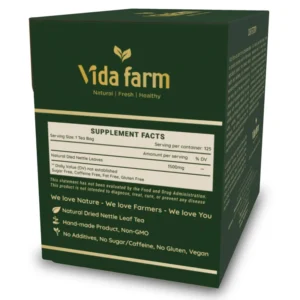 VIDA FARM 125 Nettle Tea Bags, 100% Natural Nettle Leaf Tea, Dried Stinging Nettle Tea, Stinging Nettle Leaf Herbal Tea, No Caffeine, No Sugar, No Gluten, Vegan