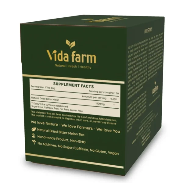 VIDA FARM 50 Bitter Melon Tea Bags, Natural Herbal Tea Dried Bitter Melon Tea Bags, Bitter Melon Herbal Tea Bags, Bitter Melon Fruit Tea Bags