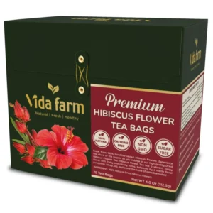 VIDA FARM 75 Hibiscus Tea Bags, Natural Dried Hibiscus Flowers Tea Bags, Hibiscus Sabdariffa Tea Bags, Sorrel Roselle Hibiscus Tea, Te De Jamaica Red Hibiscus Tea No Sugar, No Caffeine, No Gluten