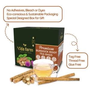 VIDA FARM Burdock Root Tea Bags, 125 Tea Bags Natural Burdock Root, 100% Dried Burdock Root Herbal Tea, Caffeine Free, Sugar Free, Burdock Root Herbal Tea