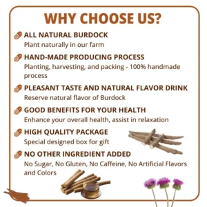 VIDA FARM Burdock Root Tea Bags, 125 Tea Bags Natural Burdock Root, 100% Dried Burdock Root Herbal Tea, Caffeine Free, Sugar Free, Burdock Root Herbal Tea