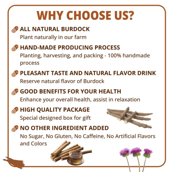 VIDA FARM Burdock Root Tea Bags, 125 Tea Bags Natural Burdock Root, 100% Dried Burdock Root Herbal Tea, Caffeine Free, Sugar Free, Burdock Root Herbal Tea