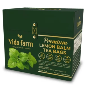 VIDA FARM Lemon Balm Tea Bags, 125 Herbal Tea Bags, 100% Natural Dried Lemon Balm Herbal Tea, Lemon Balm Leaf Tea Bag, Caffeine Free, Sugar Free, Citrus Flavor