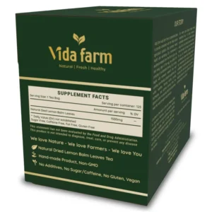 VIDA FARM Lemon Balm Tea Bags, 125 Herbal Tea Bags, 100% Natural Dried Lemon Balm Herbal Tea, Lemon Balm Leaf Tea Bag, Caffeine Free, Sugar Free, Citrus Flavor