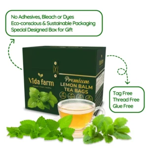 VIDA FARM Lemon Balm Tea Bags, 125 Herbal Tea Bags, 100% Natural Dried Lemon Balm Herbal Tea, Lemon Balm Leaf Tea Bag, Caffeine Free, Sugar Free, Citrus Flavor