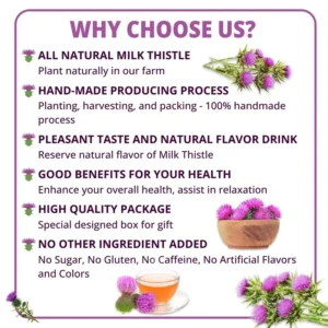 VIDA FARM Milk Thistle Tea Bags, 125 Tea Bags, 100% Natural Milk Thistle Seeds and Leaves, Dried Milk Thistle Seeds Leaves Herbal Tea, Sugar Free, Caffeine Free