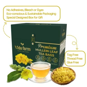 VIDA FARM Mullein Leaf Tea Bags, 125 Tea Bags, 100% Natural Mullein Leaves Tea, Dried Mullein Herbal Tea Bags, No Additives, Caffeine Free, Sugar Free