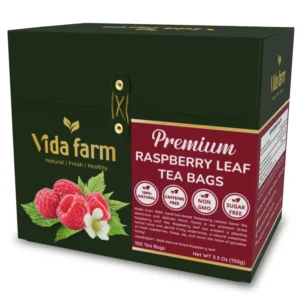 VIDA FARM Red Raspberry Leaf Tea Bags, 100 Count, Sugar Free, Caffeine Free - 100% Natural Raspberry Leaves, Non-GMO, Raspberry Herbal Tea Bags