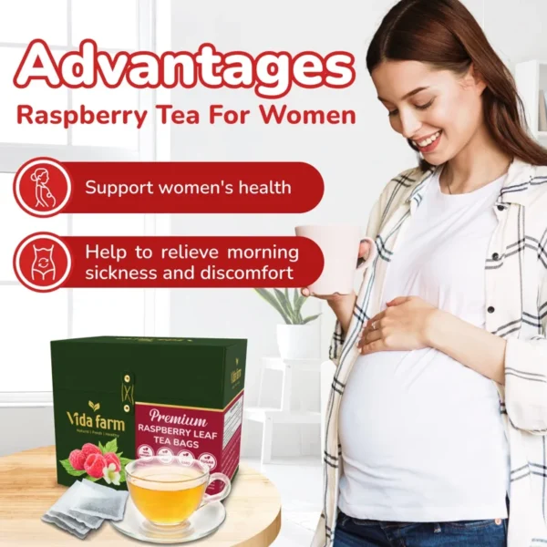VIDA FARM Red Raspberry Leaf Tea Bags, 100 Count, Sugar Free, Caffeine Free - 100% Natural Raspberry Leaves, Non-GMO, Raspberry Herbal Tea Bags