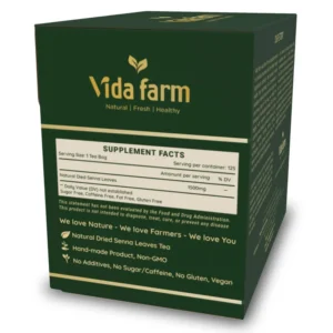 VIDA FARM Senna Tea Bags, 125 Tea Bags Senna Leaf Herbal Tea, 100% Natural Dried Senna Leaves Tea, Mild Taste, Caffeine Free, Sugar Free