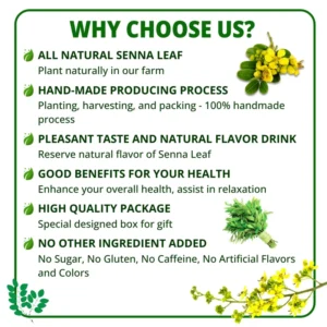 VIDA FARM Senna Tea Bags, 125 Tea Bags Senna Leaf Herbal Tea, 100% Natural Dried Senna Leaves Tea, Mild Taste, Caffeine Free, Sugar Free
